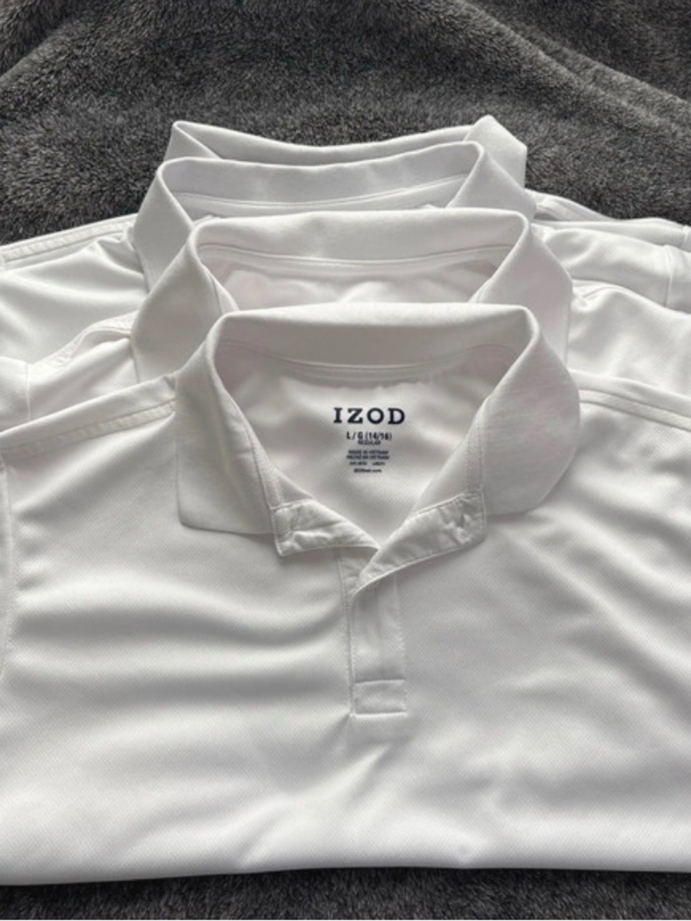 IZOD Bundle of 4 Boy’s White Polo Shirts ~ Size Large 14/16